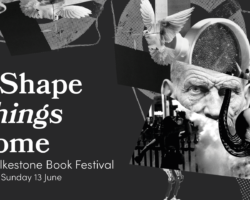 "The Shape of Things to Come" book festival banner