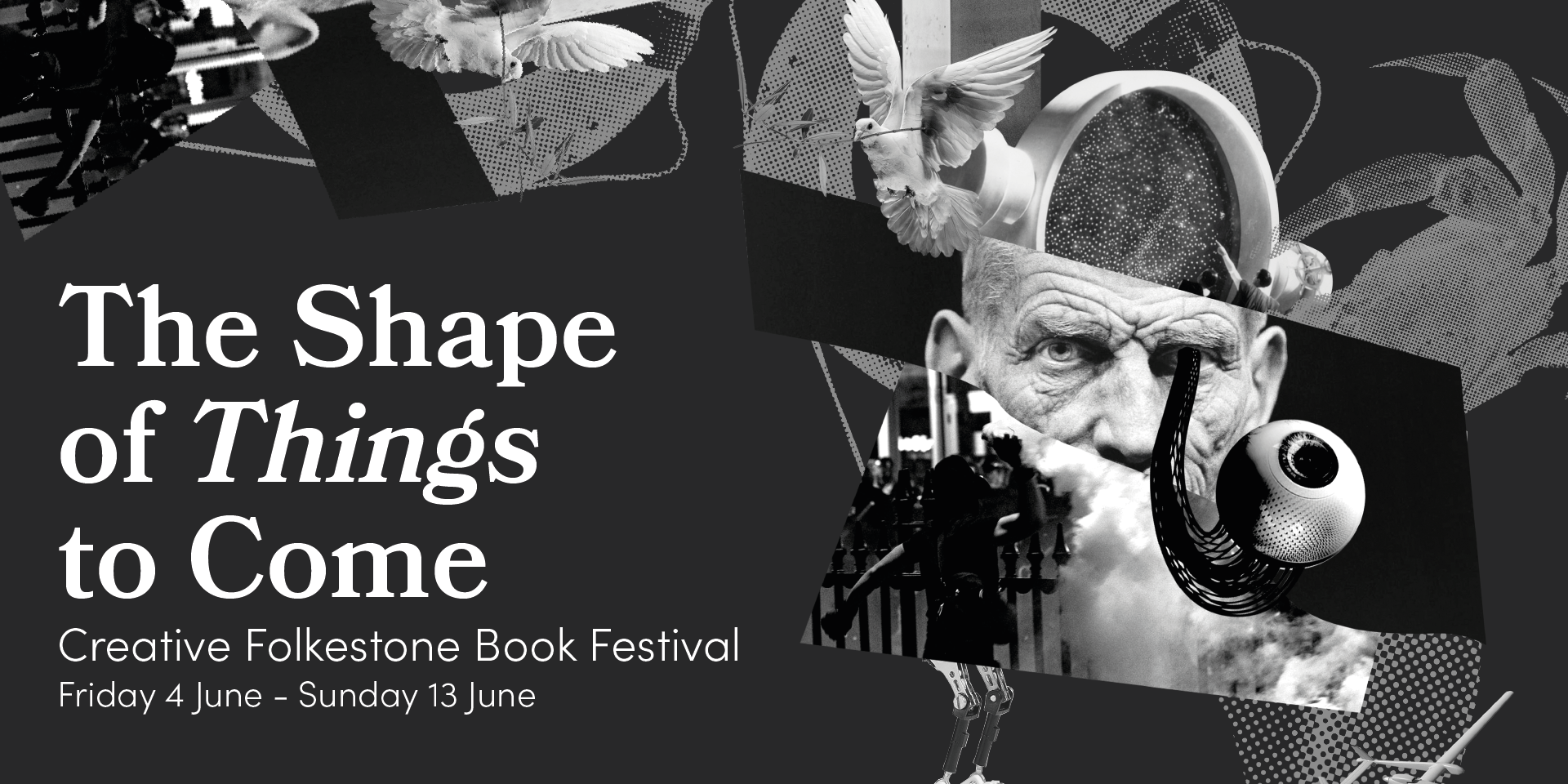 "The Shape of Things to Come" book festival banner